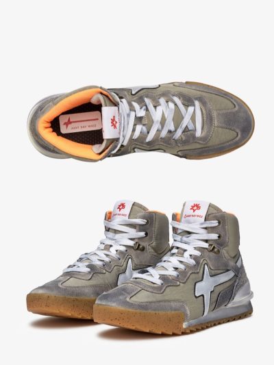 KY-M. - Baskets montantes en daim et nylon - Gris tourterelle