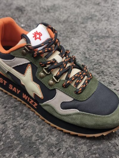 YAK-M. - Sneakers en daim et nylon - Vert kaki-Noir